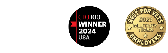 3 Award logos: 2024 World's Most Ethical Companies by Ethisphere; CIO 100 Winner 2024 USA; 2023 Military Times Best For Vets Employers 